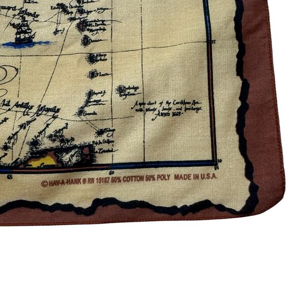 Vintage HAV-A-HANK Islands of the Caribbean Handkerchief Brown Tan Made in USA - Picture 3 of 5